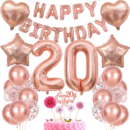 Deko 20. Geburtstag Mädchen Tortendeko 20 Geburtstag Mädchen Deko Geschenk für 20. Geburtstag Mädchen Rosegold Geburtstag 20 Mädchen 20 jahre Geburtstag deko Ballon 20 Geburtstag 20 jahre Mädchen von Cnrose