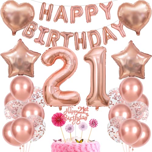 Deko 21. Geburtstag Mädchen Tortendeko 21 Geburtstag Mädchen Deko Geschenk für 21. Geburtstag Mädchen Rosegold Geburtstag 21 Mädchen 21 jahre Geburtstag deko Ballon 21 Geburtstag 21 jahre Mädchen von Cnrose