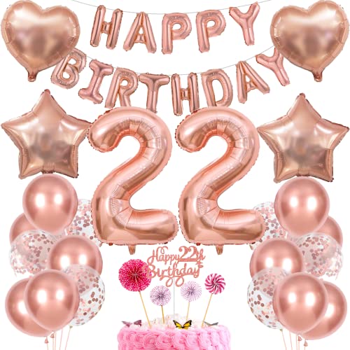 Deko 22. Geburtstag Mädchen Tortendeko 22 Geburtstag Mädchen Deko Geschenk für 22. Geburtstag Mädchen Rosegold Geburtstag 22 Mädchen 22 jahre Geburtstag deko Ballon 22 Geburtstag 22 jahre Mädchen von Cnrose