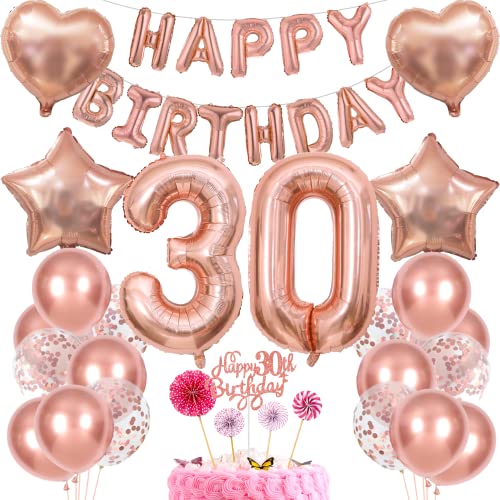 Deko 30. Geburtstag Frauen Tortendeko 30 Geburtstag Frauen Deko Geschenk für 30. Geburtstag Frauen Rosegold Geburtstag 30 Frauen 30 jahre Geburtstag deko Ballon 30 Geburtstag 30 jahre Frauen von Cnrose