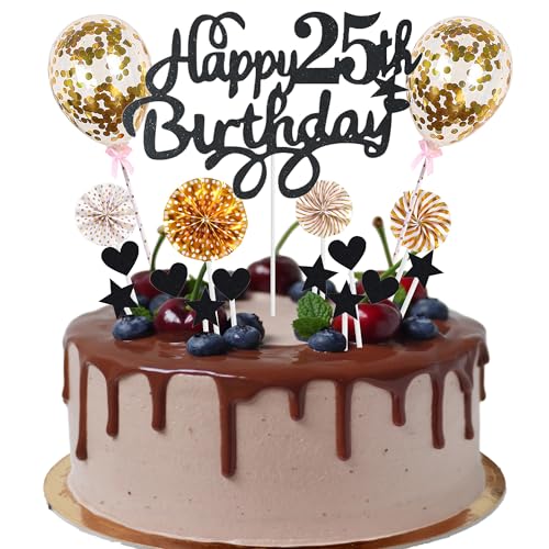Cnrose Tortendeko Mann Frauen 25. Geburtstag Hello 25 Cake Topper schwarz gold mit Herz Stern Ballon Kuchendeko 25. Geburtstag Happy 25th Birthday Tortendeko 25 jahre Mann 25 Geburtstag Frauen Cnrose Tortendeko Mann Frauen 25. Geburtstag Hello 25 Cake Topper schwarz gold mit Herz Stern Ballon Kuchendeko 25. Geburtstag Happy 25th Birthday Tortendeko 25 jahre Mann 25 Geburtstag Frauen von Cnrose