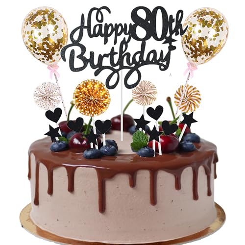Cnrose Tortendeko Mann Frauen 80. Geburtstag Hello 80 Cake Topper schwarz gold mit Herz Stern Ballon Kuchendeko 80. Geburtstag Happy 80th Birthday Tortendeko 80 jahre Mann 80 Geburtstag Frauen Cnrose Tortendeko Mann Frauen 80. Geburtstag Hello 80 Cake Topper schwarz gold mit Herz Stern Ballon Kuchendeko 80. Geburtstag Happy 80th Birthday Tortendeko 80 jahre Mann 80 Geburtstag Frauen von Cnrose