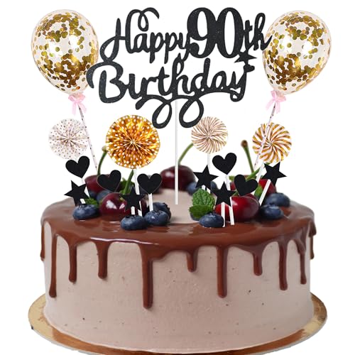Cnrose Tortendeko Mann Frauen 90. Geburtstag Hello 90 Cake Topper schwarz gold mit Herz Stern Ballon Kuchendeko 90. Geburtstag Happy 90th Birthday Tortendeko 90 jahre Mann 90 Geburtstag Frauen Cnrose Tortendeko Mann Frauen 90. Geburtstag Hello 90 Cake Topper schwarz gold mit Herz Stern Ballon Kuchendeko 90. Geburtstag Happy 90th Birthday Tortendeko 90 jahre Mann 90 Geburtstag Frauen von Cnrose