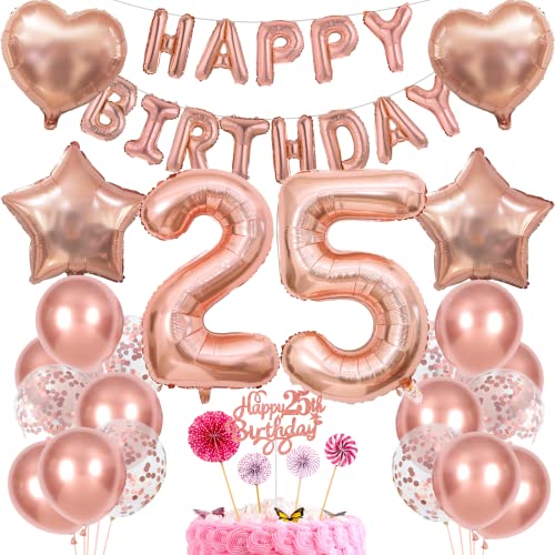 Deko 25. Geburtstag Frauen Tortendeko 25 Geburtstag Frauen Deko Geschenk für 25. Geburtstag Frauen Rosegold Geburtstag 25 Frauen 25 jahre Geburtstag deko Ballon 25 Geburtstag 25 jahre Frauen von Cnrose