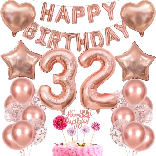 Deko 32. Geburtstag Frau Tortendeko 32 Geburtstag Frauen Deko Geschenk für 32. Geburtstag Frau Rosegold Geburtstag 32 Frauen 32 jahre Geburtstag deko Ballon 32 Geburtstag 32 jahre Frau von Cnrose