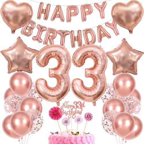 Deko 33. Geburtstag Frau Tortendeko 33 Geburtstag Frauen Deko Geschenk für 33. Geburtstag Frau Rosegold Geburtstag 33 Frauen 33 jahre Geburtstag deko Ballon 33 Geburtstag 33 jahre Frau von Cnrose