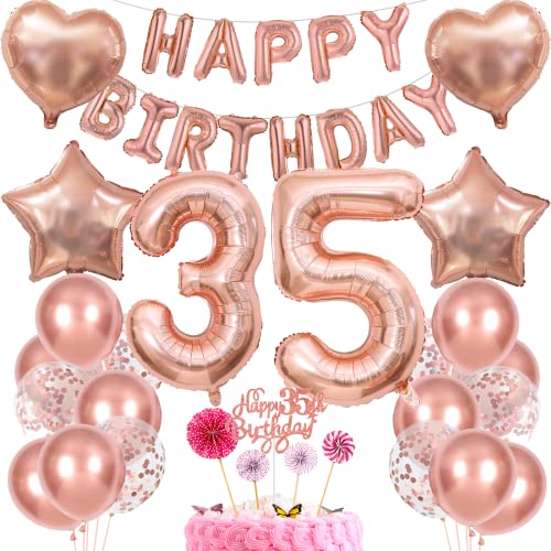 Deko 35. Geburtstag Frau Tortendeko 35 Geburtstag Frauen Deko Geschenk für 35. Geburtstag Frau Rosegold Geburtstag 35 Frauen 35 jahre Geburtstag deko Ballon 35 Geburtstag 35 jahre Frau von Cnrose
