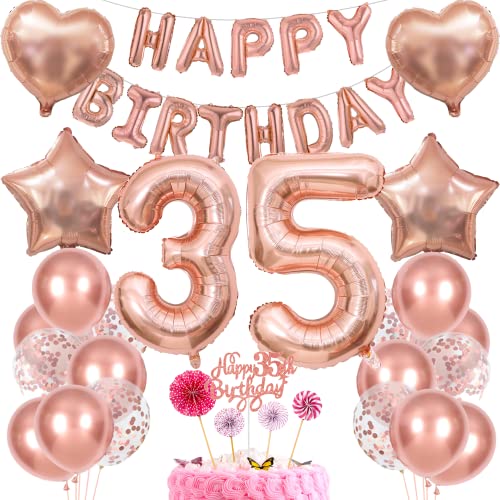 Deko 35. Geburtstag Frau Tortendeko 35 Geburtstag Frauen Deko Geschenk für 35. Geburtstag Frau Rosegold Geburtstag 35 Frauen 35 jahre Geburtstag deko Ballon 35 Geburtstag 35 jahre Frau von Cnrose