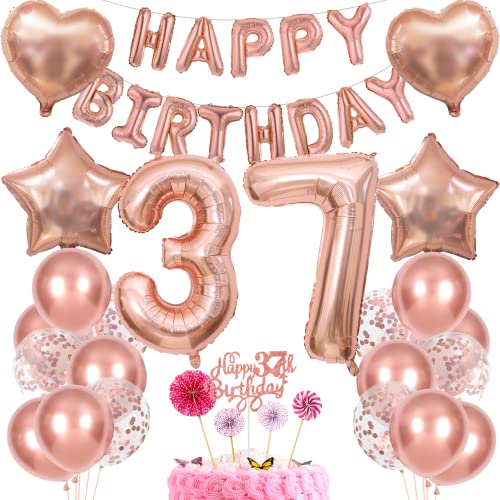 Deko 37. Geburtstag Frau Tortendeko 37 Geburtstag Frauen Deko Geschenk für 37. Geburtstag Frau Rosegold Geburtstag 37 Frauen 37 jahre Geburtstag deko Ballon 37 Geburtstag 37 jahre Frau von Cnrose