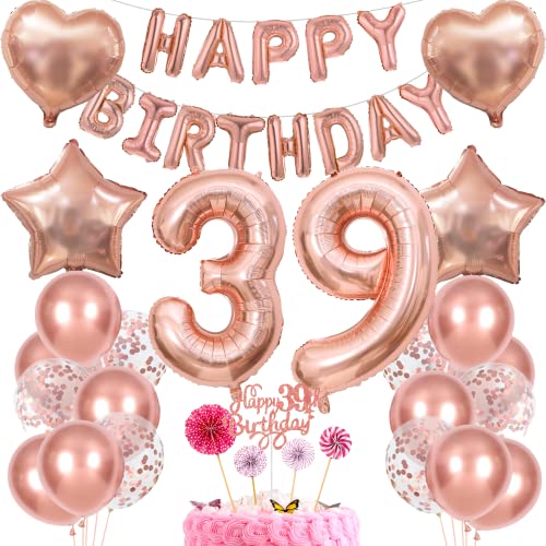 Deko 39. Geburtstag Frau Tortendeko 39 Geburtstag Frauen Deko Geschenk für 39. Geburtstag Frau Rosegold Geburtstag 39 Frauen 39 jahre Geburtstag deko Ballon 39 Geburtstag 39 jahre Frau von Cnrose