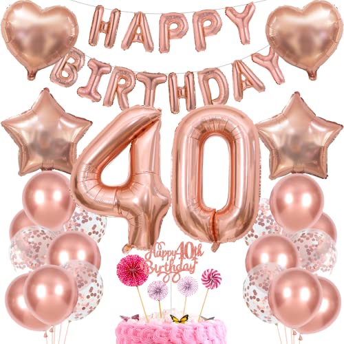Deko 40. Geburtstag Frau Tortendeko 40 Geburtstag Frauen Deko Geschenk für 40. Geburtstag Frau Rosegold Geburtstag 40 Frauen 40 jahre Geburtstag deko Ballon 40 Geburtstag 40 jahre Frau von Cnrose