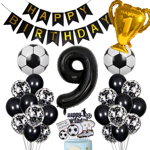 Cnrose Fussball Luftballon 9. Geburtstag Schwarz Helium Ballon 9 Geburtstag Junge Cake Topper Fußball Geburtstagsdeko 9 Jahre Kindergeburtstag Party Deko 9. Geburtstagsdeko Fußball Kuchendeko Fussball von Cnrose