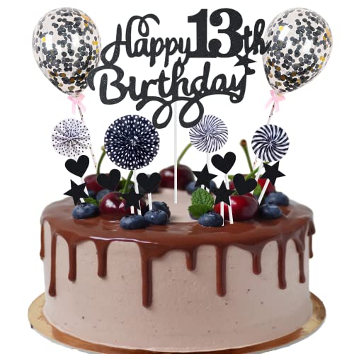 Happy 13th Birthday Tortendeko 13 jahre junge mädchen Kuchendeko 13. Geburtstag Schwarz Tortendeko 13. Geburtstag junge Tortendeko Schwarz Mit Herz Stern Ballon Glitter Cake Topper für 13 Geburtstag Happy 13th Birthday Tortendeko 13 jahre junge mädchen Kuchendeko 13. Geburtstag Schwarz Tortendeko 13. Geburtstag junge Tortendeko Schwarz Mit Herz Stern Ballon Glitter Cake Topper für 13 Geburtstag von Cnrose
