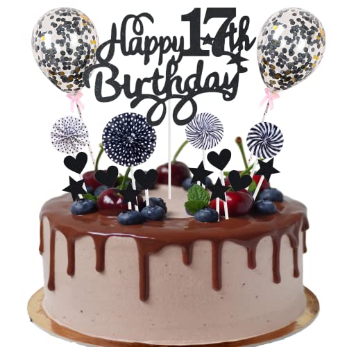 Happy 17th Birthday Tortendeko 17 jahre junge mädchen Kuchendeko 17. Geburtstag Schwarz Tortendeko 17. Geburtstag junge Tortendeko Schwarz Mit Herz Stern Ballon Glitter Cake Topper für 17 Geburtstag Happy 17th Birthday Tortendeko 17 jahre junge mädchen Kuchendeko 17. Geburtstag Schwarz Tortendeko 17. Geburtstag junge Tortendeko Schwarz Mit Herz Stern Ballon Glitter Cake Topper für 17 Geburtstag von Cnrose