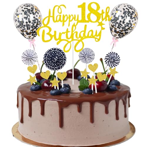 Happy 18th Birthday Tortendeko 18 jahre junge mädchen Kuchendeko 18. Geburtstag Gold Schwarz Tortendeko 18. Geburtstag junge Tortendeko Gold Mit Herz Stern Ballon Glitter Cake Topper für 18 Geburtstag Happy 18th Birthday Tortendeko 18 jahre junge mädchen Kuchendeko 18. Geburtstag Gold Schwarz Tortendeko 18. Geburtstag junge Tortendeko Gold Mit Herz Stern Ballon Glitter Cake Topper für 18 Geburtstag von Cnrose
