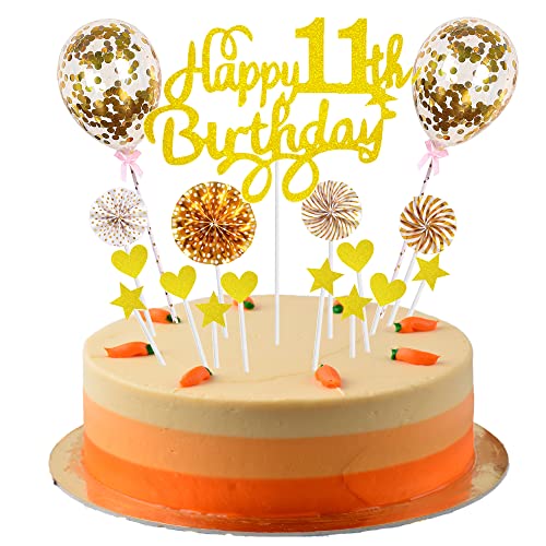 Tortendeko junge 11. Geburtstag Hello 11 Cake Topper Gold mit Herz Stern Ballon Kuchendeko 11. Geburtstag mädchen Happy 11th Birthday Tortendeko 11 jahre mädchen junge 11 Geburtstag mädchen junge von Cnrose