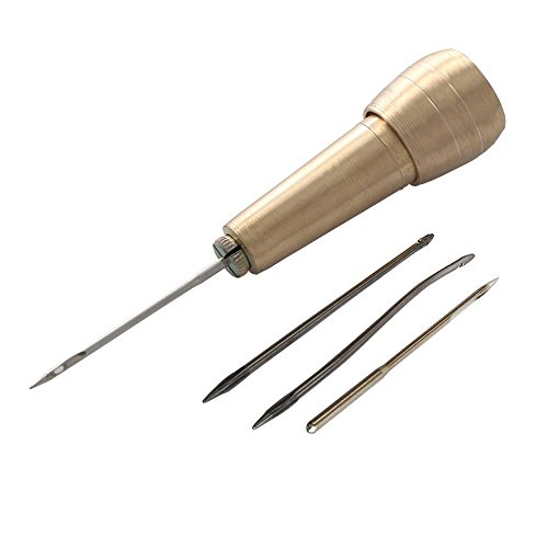 Kupfer-Stiel 4 Nadeln Nähahle Stitcher Shoe Hand Repair Tool Kit für DIY Nähen, reparieren aus Canvas und Leder (Gold) (Gold) von Co-link