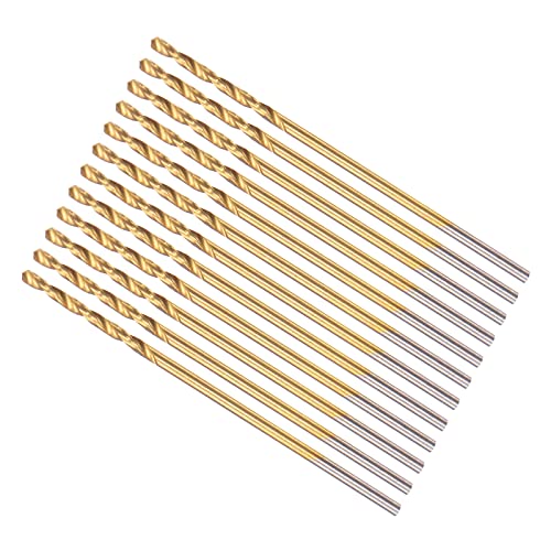 CoCud Drehbohrer 1mm Bohren Durchmesser Titan Beschichtet Hochleistungsstahl 6542 Gerade Runde Schaft - (Verwendung: für Edelstahl Legierung Metall) 12Stk von CoCud