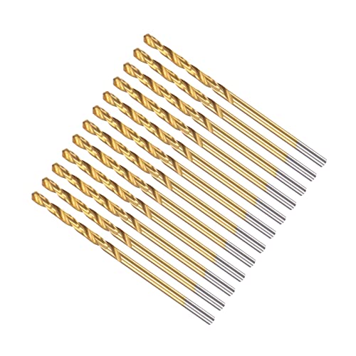 CoCud Drehbohrer 2.1mm Bohren Durchmesser Titan Beschichtet Hochleistungsstahl 6542 Gerade Runde Schaft - (Verwendung: für Edelstahl Legierung Metall) 12Stk von CoCud