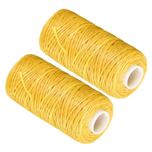 CoCud Leder-Nähfäden, 55 Yards 150D/1mm Faden, Polyester-Nähfaden Gelb - (Anwendungen: für Lederhandwerk), 2 Stück von CoCud