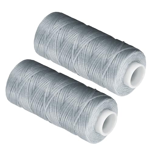 CoCud Leder-Nähfäden, 55 Yards 150D/1mm Faden, Polyester-Nähfaden Silberton - (Anwendungen: für Lederhandwerk), 2 Stück von CoCud