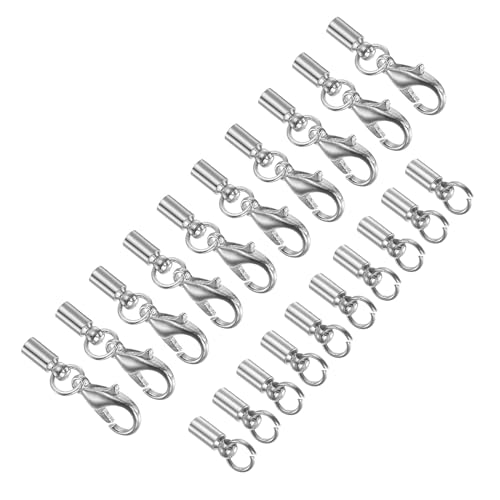 CoCud Lederkordel-Endkappe mit Karabinerverschlüssen, 2,5 mm Innendurchmesser, Schmuckverbinder, Silberton – (Anwendungen: für Armbänder und Halsketten), 10 Stück von CoCud
