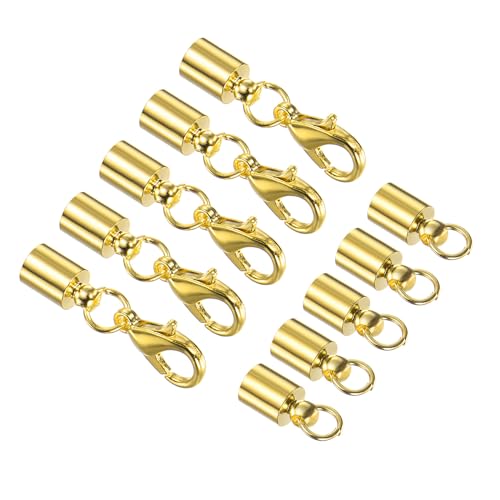 CoCud Lederkordel-Endkappe mit Karabinerverschlüssen, 4,5 mm Innendurchmesser, Schmuckverbinder, goldfarben – (Anwendungen: für Armbänder und Halsketten), 5 Stück von CoCud