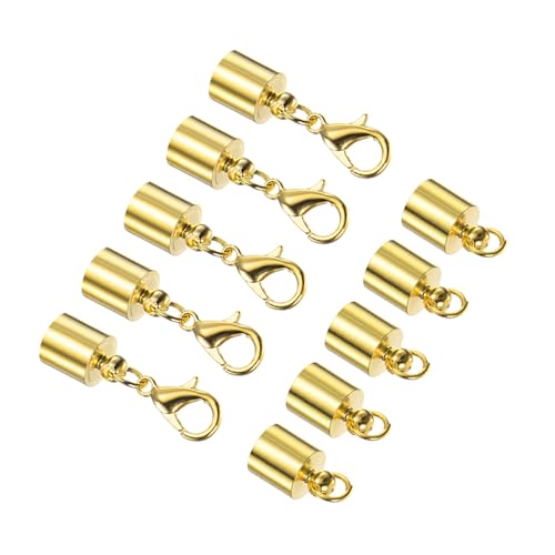 CoCud Lederkordel-Endkappe mit Karabinerverschlüssen, 6,5 mm Innendurchmesser, Schmuckverbinder, goldfarben – (Anwendungen: für Armbänder und Halsketten), 5 Stück von CoCud
