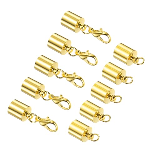 CoCud Lederkordel-Endkappe mit Karabinerverschlüssen, 7,5 mm ID, Schmuckverbinder-Fundstücke Goldton - (Anwendungen: für Armbänder Halsketten), 5 Stück von CoCud