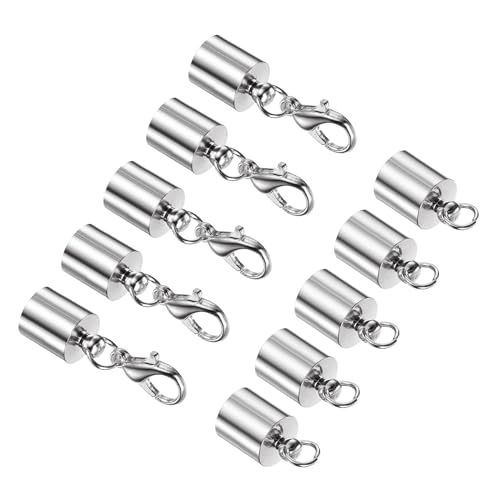 CoCud Lederkordel-Endkappe mit Karabinerverschlüssen, 7,5 mm ID, Schmuckverbinder-Fundstücke Silberton - (Anwendungen: für Armbänder Halsketten), 5 Stück von CoCud