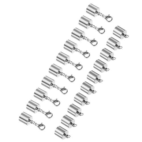 CoCud Lederkordel-Endkappe mit Karabinerverschlüssen, 9,5 mm Innendurchmesser, Schmuckverbinder, Silberton – (Anwendungen: für Armbänder und Halsketten), 10 Stück von CoCud