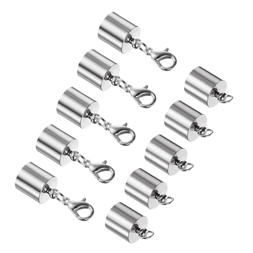 CoCud Lederkordel-Endkappe mit Karabinerverschlüssen, 9,5 mm Innendurchmesser, Schmuckverbinder, Silberton – (Anwendungen: für Armbänder und Halsketten), 5 Stück von CoCud