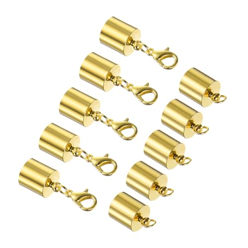CoCud Lederkordel-Endkappe mit Karabinerverschlüssen, 9,5 mm Innendurchmesser, Schmuckverbinder, goldfarben – (Anwendungen: für Armbänder und Halsketten), 5 Stück von CoCud