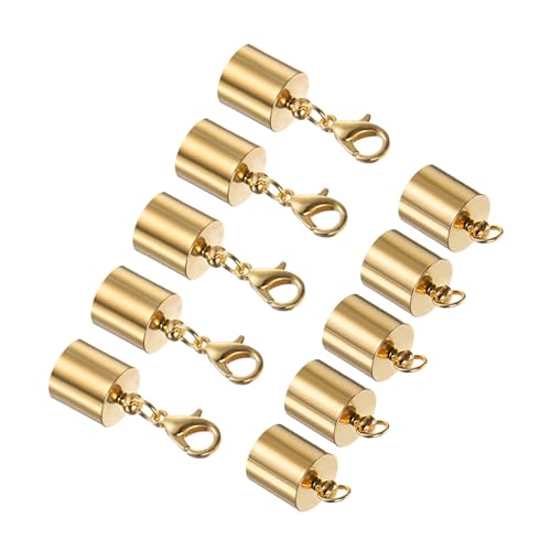 CoCud Lederkordel-Endkappe mit Karabinerverschlüssen, 9,5 mm Innendurchmesser, Schmuckverbinder, rotgoldfarben – (Anwendungen: für Armbänder und Halsketten), 5 Stück von CoCud