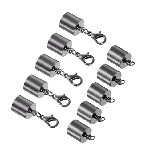CoCud Lederkordel-Endkappe mit Karabinerverschlüssen, 9,5 mm Innendurchmesser, Schmuckverbinder, schwarz, (Anwendungen: für Armbänder und Halsketten), 5 Stück von CoCud