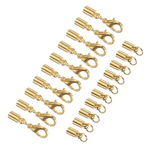 CoCud Lederkordel-Endkappe mit Karabinerverschluss, 3,5 mm Innendurchmesser, Schmuckverbinder, rotgoldfarben – (Anwendungen: für Armbänder und Halsketten), 10 Stück von CoCud
