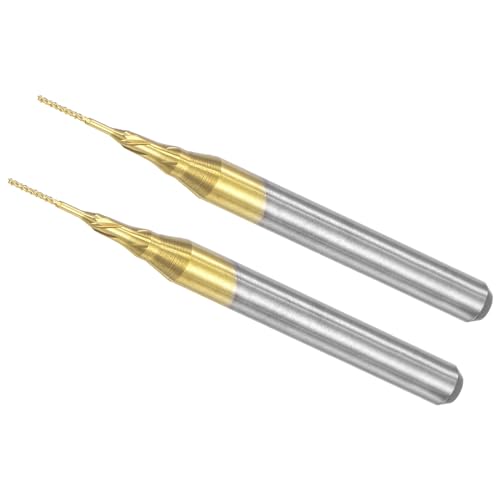 CoCud Mais-Endfräser, 0,5 mm Schneiddurchmesser 3,175 mm 1/8" Schaft, Ti-beschichtete Vollhartmetall-CNC-Fräser Fräswerkzeuge - (Anwendungen: für PCB Holz Kunststoff), 2 Stück von CoCud