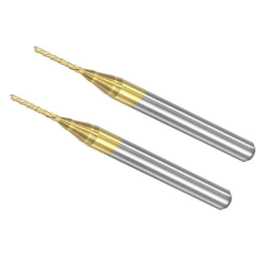 CoCud Mais-Endfräser, 0,8 mm Schneiddurchmesser 3,175 mm 1/8" Schaft, Ti-beschichtete Vollhartmetall-Linkshand-CNC-Fräser-Fräswerkzeuge - (Anwendungen: für PCB Holz Kunststoff), 2 Stück von CoCud