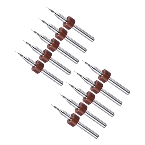 CoCud Mikro Leiterplatten Bohrer Bit 1/8" Schaft 0.1mm Schneid Kante Wolfram Karbid Druck Schaltung Platine Bohrer Bit - (Anwendung: für CNC Bohr Graviermaschine 1Set (10Stk) von CoCud