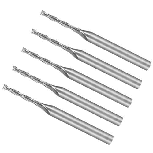 CoCud Spiral Schaftfräser, 1/8" Schaft 1,5 mm x 12 mm Vollhartmetall 2-Schneiden CNC-Fräser Fräswerkzeuge - (Anwendungen: für Sperrholz, Hartholz, Kunststoff), 5 Stück von CoCud