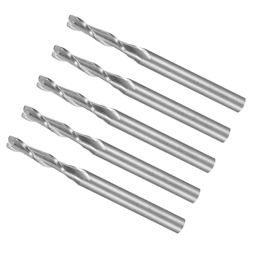CoCud Spiral Schaftfräser, 1/8" Schaft 2,5 mm x 12 mm Vollhartmetall 2-Schneiden CNC-Fräser Fräswerkzeuge - (Anwendungen: für Sperrholz Hartholz Kunststoff), 5 Stück von CoCud