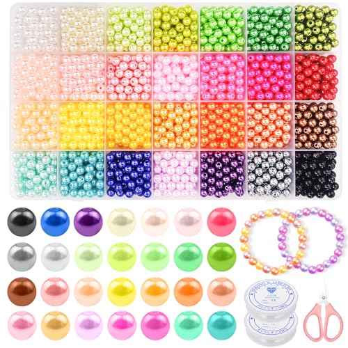 CoKeeSun 2100 Stück Bunte Perlen, 28 Farben 6mm Perlen für Armbänder, Perlenset zum Auffädeln, Bastelperlen Rund mit Löchern mit 2 Gummischnüre und 1 Schere für Schmuck, Halsketten, Ohrringe, DIY CoKeeSun 2100 Stück Bunte Perlen, 28 Farben 6mm Perlen für Armbänder, Perlenset zum Auffädeln, Bastelperlen Rund mit Löchern mit 2 Gummischnüre und 1 Schere für Schmuck, Halsketten, Ohrringe, DIY von CoKeeSun