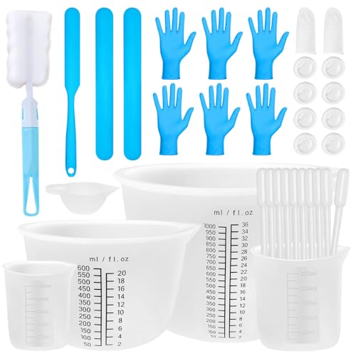 CoKeeSun Silikon Messbecher Epoxidharz, Silikonbecher Wiederverwendbare, Rührstäbchen, Silikonspatel, Bürsten, Dosierbecher, Pipetten, Handschuhe für DIY, Handmade, Gießformen, 1000&600&250&100ml CoKeeSun Silikon Messbecher Epoxidharz, Silikonbecher Wiederverwendbare, Rührstäbchen, Silikonspatel, Bürsten, Dosierbecher, Pipetten, Handschuhe für DIY, Handmade, Gießformen, 1000&600&250&100ml von CoKeeSun