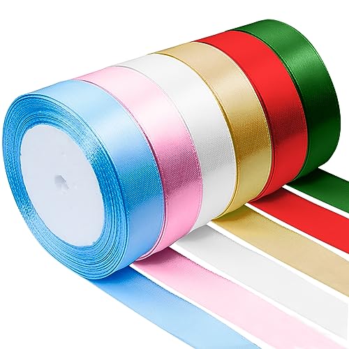 CoKeeSun 6 Farben Geschenkband, 132m x 2cm Bunt Satinband Schleifenband Dekoband Stoffband für Geschenkverpackung, Bastelarbeiten, Valentinstag, Festlichen Party Dekorationen (22m/pro Volumen) von CoKeeSun