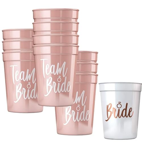 Coaroly 12 Stück Team Bride Becher JGA Becher Wiederverwendbar Bachelorette Party Cup für Bridal Shower Verlobungsfeier Junggesellenabschied frauen Party von Coaroly