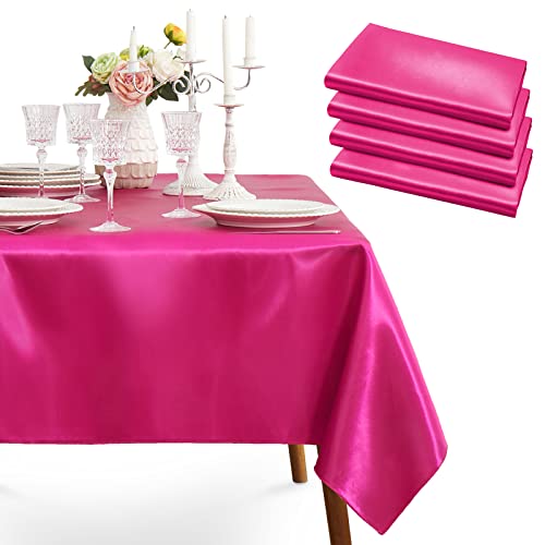 Cobedzy Satin-Esstischdecke, seidig, für den Außenbereich, Terrasse, luxuriöse, rechteckige Tischdecke für Party, Hochzeit, Abendessen, Restaurant, 147 x 250 cm, Hot Pink, 4 Stück Cobedzy Satin-Esstischdecke, seidig, für den Außenbereich, Terrasse, luxuriöse, rechteckige Tischdecke für Party, Hochzeit, Abendessen, Restaurant, 147 x 250 cm, Hot Pink, 4 Stück von Cobedzy