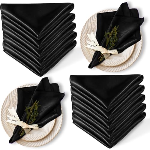 Cobedzy Satin-Tischdecken-Servietten, 43,2 x 43,2 cm, schwarz, seidig, Hochzeits-Servietten, waschbar, luxuriöse Esstischdecke, Servietten-Set für Geburtstag, Urlaub, Party, Abendessen, Restaurant, 12 Cobedzy Satin-Tischdecken-Servietten, 43,2 x 43,2 cm, schwarz, seidig, Hochzeits-Servietten, waschbar, luxuriöse Esstischdecke, Servietten-Set für Geburtstag, Urlaub, Party, Abendessen, Restaurant, 12 von Cobedzy