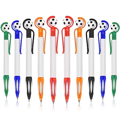 Cobee® Fußball Kugelschreiber, 10 Stück, einziehbare Fußball-Tintenroller, 1,0 mm, Schreibstifte mit mittlerer Spitze, weicher Griff, mehrfarbige Stifte für Schüler, Schule, Partygeschenk von Cobee