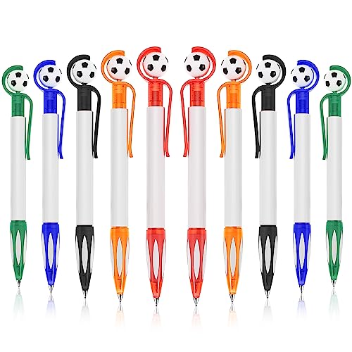 Cobee® Fußball Kugelschreiber, 10 Stück, einziehbare Fußball-Tintenroller, 1,0 mm, Schreibstifte mit mittlerer Spitze, weicher Griff, mehrfarbige Stifte für Schüler, Schule, Partygeschenk von Cobee