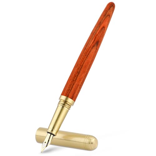 Cobee® Holz-Füllfederhalter, handgefertigter Holz-Füllfederhalter, Vintage-Luxusstift, 0,5 mm feine Spitze, Business-Stift, glattes Schreiben für Journaling, Kalligraphie, Geschenkzubehör (rot) von Cobee